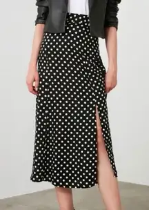 Vintage retro y2k polka dot midi maxi skirt with slit