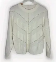 Marine Layer Cream Olivia Long Sleeve‎ Crew Neck Pullover Womens Sweater Size S