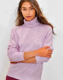 Loft Confetti Speckled Turtleneck Multi Knit Sweater Lilac Purple Small