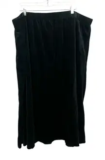 Woman Within Black Velvet Midi Skirt Size 26 / 28 Pull On Elastic Dark Romantic