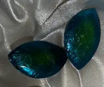 Jytte Borg 1960s Enamel Scandinavian Swedish‎ Modernist Clip On Earrings Blue