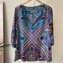 NWOT Tommy Bahama beautiful scarf print silk blend tunic top/swim cover