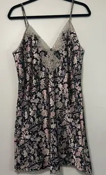 Vintage Val‎ Mode Lingerie Floral Satin & Lace Slip Dress Nightgown Large