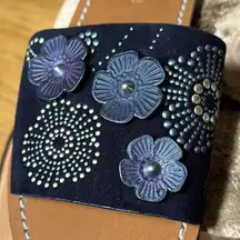 Coach Tea Rose Rivet Stud Black Suede Slide Sandals Shoes Size 8