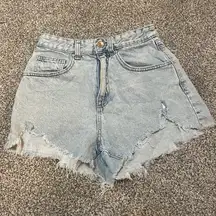 Cotton On Light Blue Frayed Jean Shorts