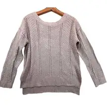 Moral Fiber Women's Sweater NEW Lavender Lilac Purple Deep V Lattice Back Sz M