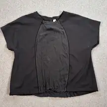 Lululemon Short Sleeve Top Women's 8 Black Zip Back Drawstring Waist Active Gym