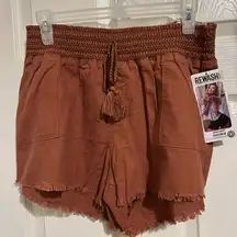 NWT Rewash Women's Beach Linen Shorts rust / terracotta XL