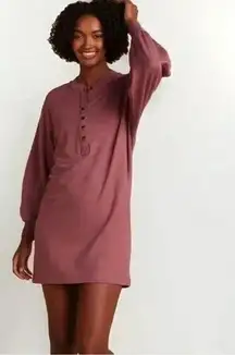 Summersalt Purple Red Mauve Softest French Terry Henley Dress Medium