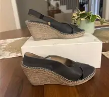 Neiman Marcus Black Wedge Espadrilles