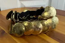 Korea brass metal disc concho elastic belt