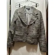 Isabel & Nina Women's Tweed Two Buttons Notch Laper Cropped Blazer Size 8