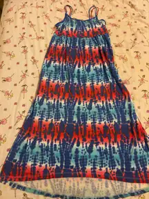 Red white and blue American flag summer beach dress