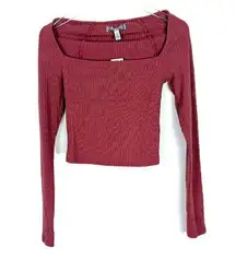 NWT Urban Outfitters Orla Square Neck Top Long Sleeve Crop Size Small S NEW