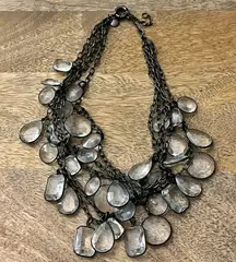 J. Crew clear lucite gunmetal chunky statement bib necklace special occasion