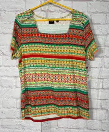 Rafaella Women's Multicolor Patterned Short Sleeve Shirt Size 2X NWT