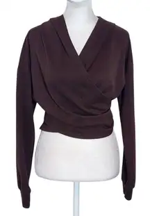 Cider Brown Cropped Fitted Hoodie Size Medium Brown Wrap Style Hoodie