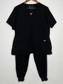 FIGS Black Scrub Set Zamora Jogger XL/P + Casma Top XL