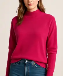 New Quince Mongolian cashmere mock turtle neck sweater Rasberry Pink Sz XS
