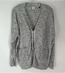 CAbi Marble Grey V-Neck Long Sleeve Button Snap Cardigan Sweater M