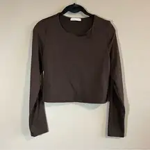 ✨ Sincerely Jules Women’s Brown Long Sleeve Crop Top