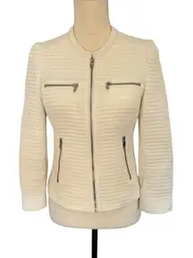 Joie Jenika Women's Ivory Biker Jacket Size S Long Sleeve Casual