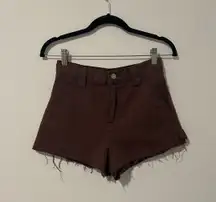 brown denim cutoff shorts