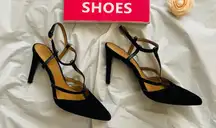 Calvin Klein Correne black open toe suede shoes