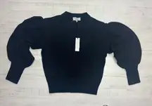 Martha Stewart cashmere/ wool crew neck Black Puff Sleeve Sweater