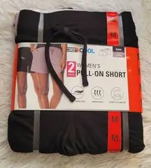 32 Degrees Heat 32 Degrees Cool 2 Pack Pull On Shorts Black/Blush Size M Comfort Breathable Stre