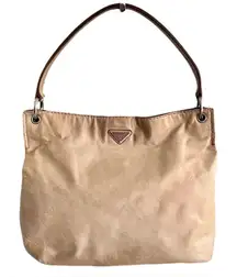 Vintage Prada Tan ‘Vitello Shine’ Leather Large Shoulder Bag
