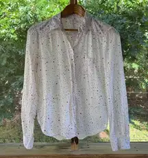 Anthropologie Meadow Rue White And Red Confetti Button Down Shirt Size 6