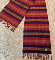 Christian Dior  Cashmaire Vintage Plaid Fringe Scarf Wrap Red Purple