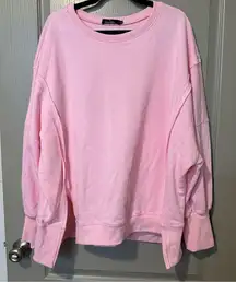 Pink Oversized Sweatshirt Trendy Queen XL BarbieCore Fall Cozy Lounge Streetwear