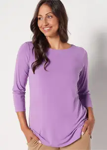 NWOT Susan Graver Modern Essentials Regular Liquid Purple Knit Tunic size Small