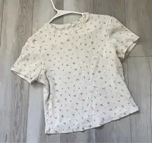 Skims Floral Tshirt fits everybody crop baby tee womens Cream (size 2x) casual