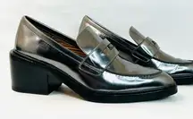 Coach Heath Block Heel Penny Loafer Mirror Metallic Leather size 9 EUC