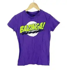 Big Bang Theory "Bazinga" Purple Womens Sz M T-shirt Short Sleeved Crew Neck