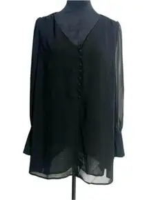 NEW Avenue Studio Size 14  Top Blouse Black Career Long Sleeve Office Work