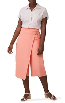 Amanda Uprichard Wrap Front Trousers Women's Large Salmon Pink Cropped RTR