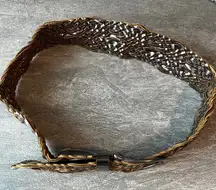 GAP Woven Braided Faux Leather Belt Women's Medium M Brown Antique Metal Buckle