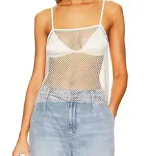 NWT WeWoreWhat Crystal Sheer Mesh Cami Mini Rhinestone Embellishments M White