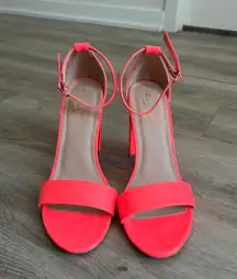 Neon Pink Block Heels