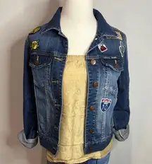Wrangler Denim Jean Jacket with  Travel Patches Size S