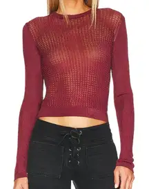 Free‎ People H2O Crew Neck Pullover Top in Garnet Size XS