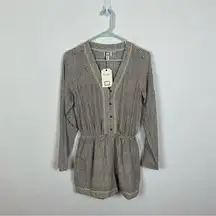 Mo:Vint Speckled Long Sleeve Romper NWT