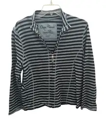 Onque‎ Casuals Women's Striped Zip-Up Sweater Black Size M