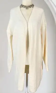 Chunky Fuzzy Ultra Soft Off White Cream Long Fluffy Cardigan M