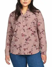 Hilary Radley Womens Pink Floral Long Sleeve Tunic Top NWOT Medium