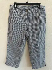 Talbots  Capris Cropped Pants Womens 8 Blue Check Pockets Coastal Grandma